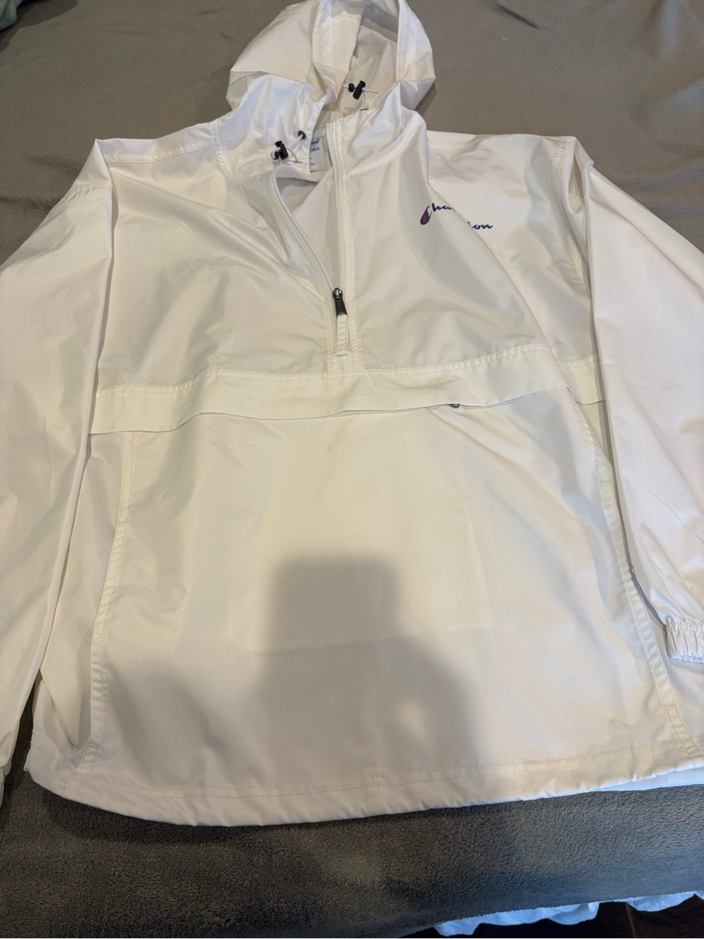 Champion White Hooded Athletic Pullover